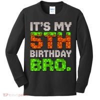Boy It'S My 5th Birthday Bro Video Game Pixel Kids Long Sleeve Shirt thumb 0
