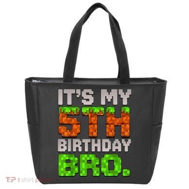 Boy It'S My 5th Birthday Bro Video Game Pixel Tote Bag