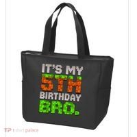 Boy It'S My 5th Birthday Bro Video Game Pixel Tote Bag thumb 3