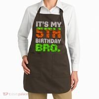 Boy It'S My 5th Birthday Bro Video Game Pixel Apron thumb 2