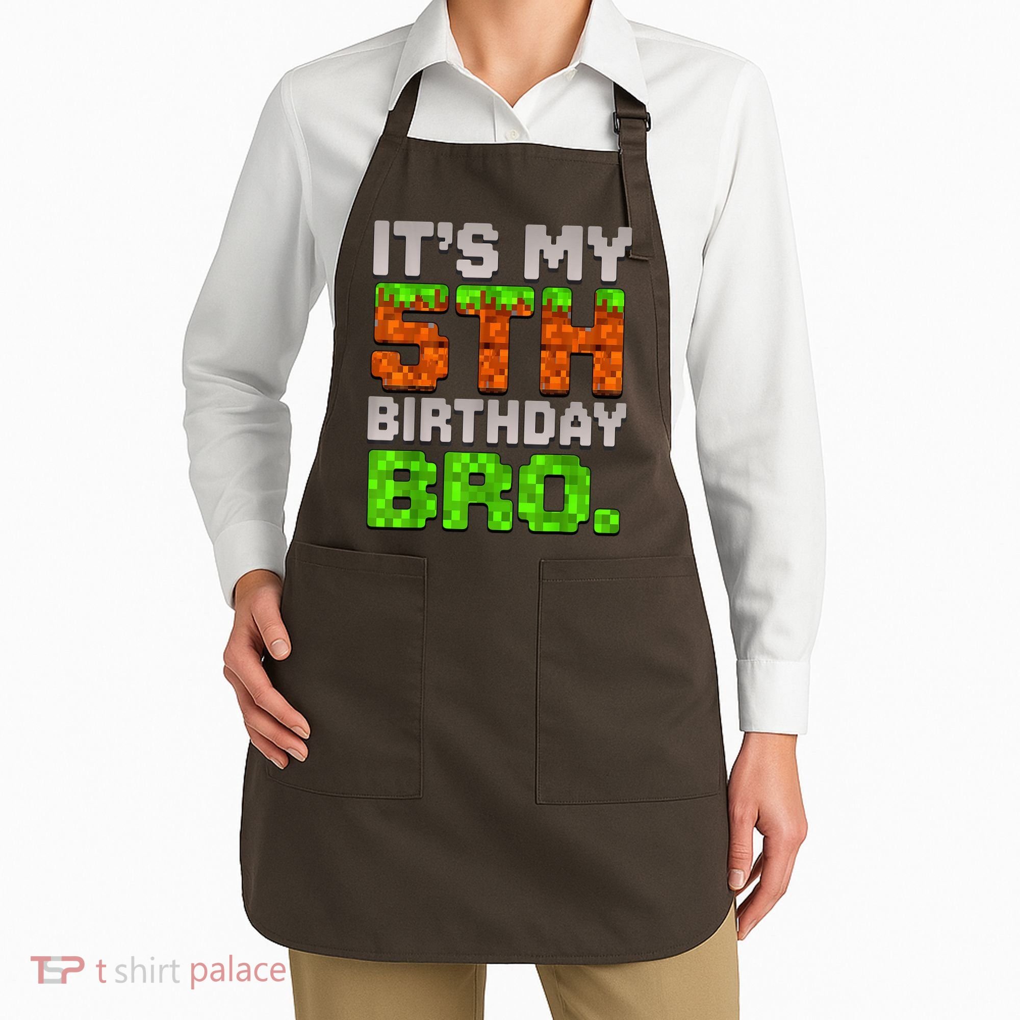 Boy It'S My 5th Birthday Bro Video Game Pixel Apron