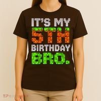 Boy It'S My 5th Birthday Bro Video Game Pixel T-Shirt thumb 4