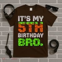 Boy It'S My 5th Birthday Bro Video Game Pixel T-Shirt thumb 5