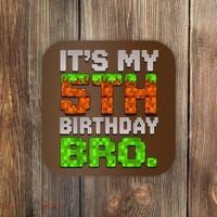 Boy It'S My 5th Birthday Bro Video Game Pixel Coaster thumb 0