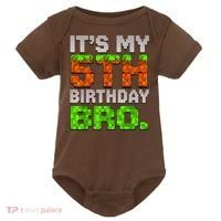 Boy It'S My 5th Birthday Bro Video Game Pixel Baby Bodysuit thumb 0
