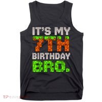 Boy It'S My 7th Birthday Bro Video Game Pixel Tank Top thumb 0