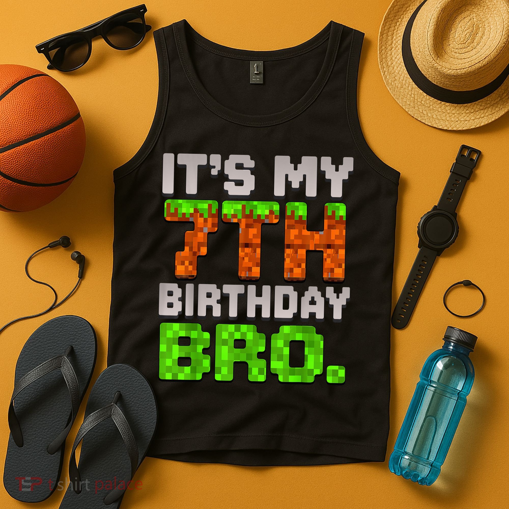 Boy It'S My 7th Birthday Bro Video Game Pixel Tank Top