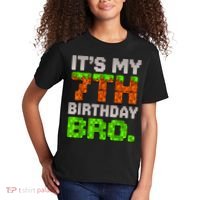 Boy It'S My 7th Birthday Bro Video Game Pixel Kids T-Shirt thumb 2