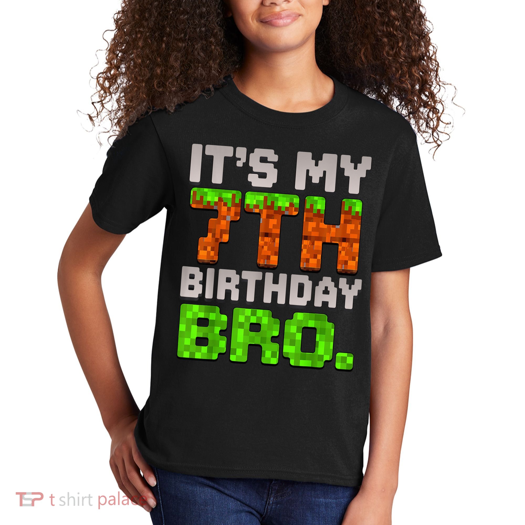 Boy It'S My 7th Birthday Bro Video Game Pixel Kids T-Shirt
