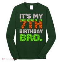 Boy It'S My 7th Birthday Bro Video Game Pixel Long Sleeve Shirt thumb 0