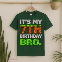 Boy It'S My 7th Birthday Bro Video Game Pixel T-Shirt thumb 2