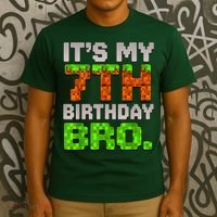 Boy It'S My 7th Birthday Bro Video Game Pixel T-Shirt thumb 3