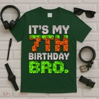 Boy It'S My 7th Birthday Bro Video Game Pixel T-Shirt thumb 5