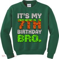 Boy It'S My 7th Birthday Bro Video Game Pixel Kids Sweatshirt thumb 0