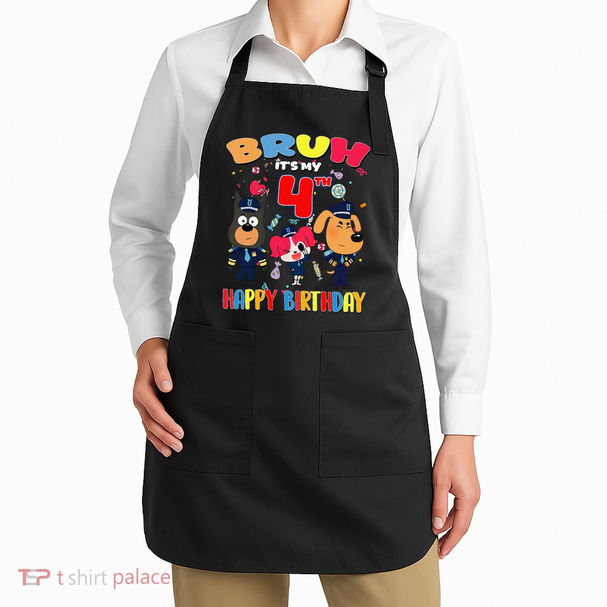 Bruh Its My 4th Birthday Sheriff Party Gift for Apron