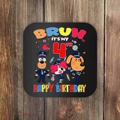 Bruh Its My 4th Birthday Sheriff Party Gift for Coaster