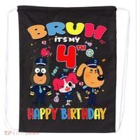 Bruh Its My 4th Birthday Sheriff Party Gift for Drawstring Bag thumb 0