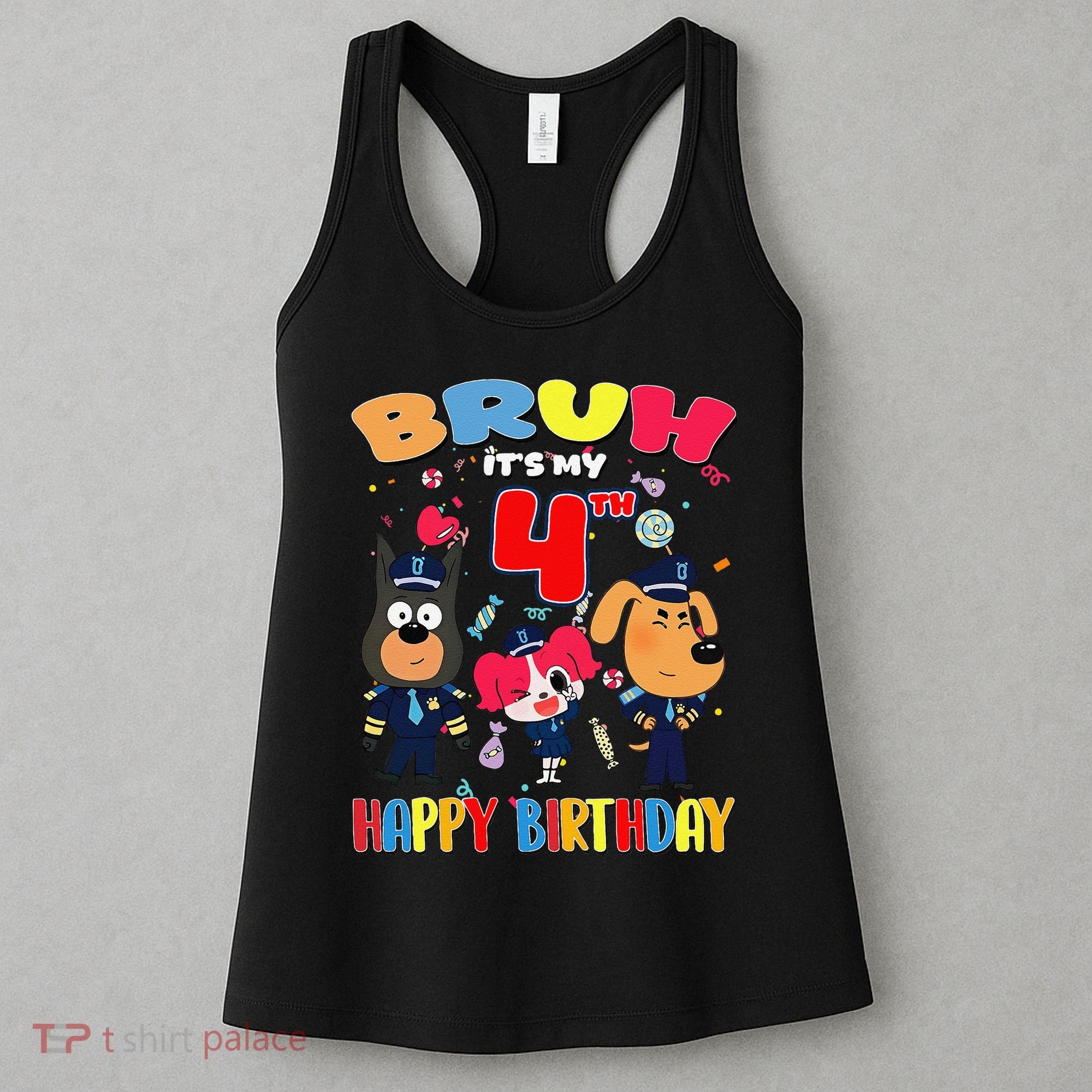Bruh Its My 4th Birthday Sheriff Party Gift for Women's Tank Top