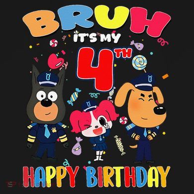 Bruh Its My 4th Birthday Sheriff Party Gift for Tie-Dye Long Sleeve Shirt