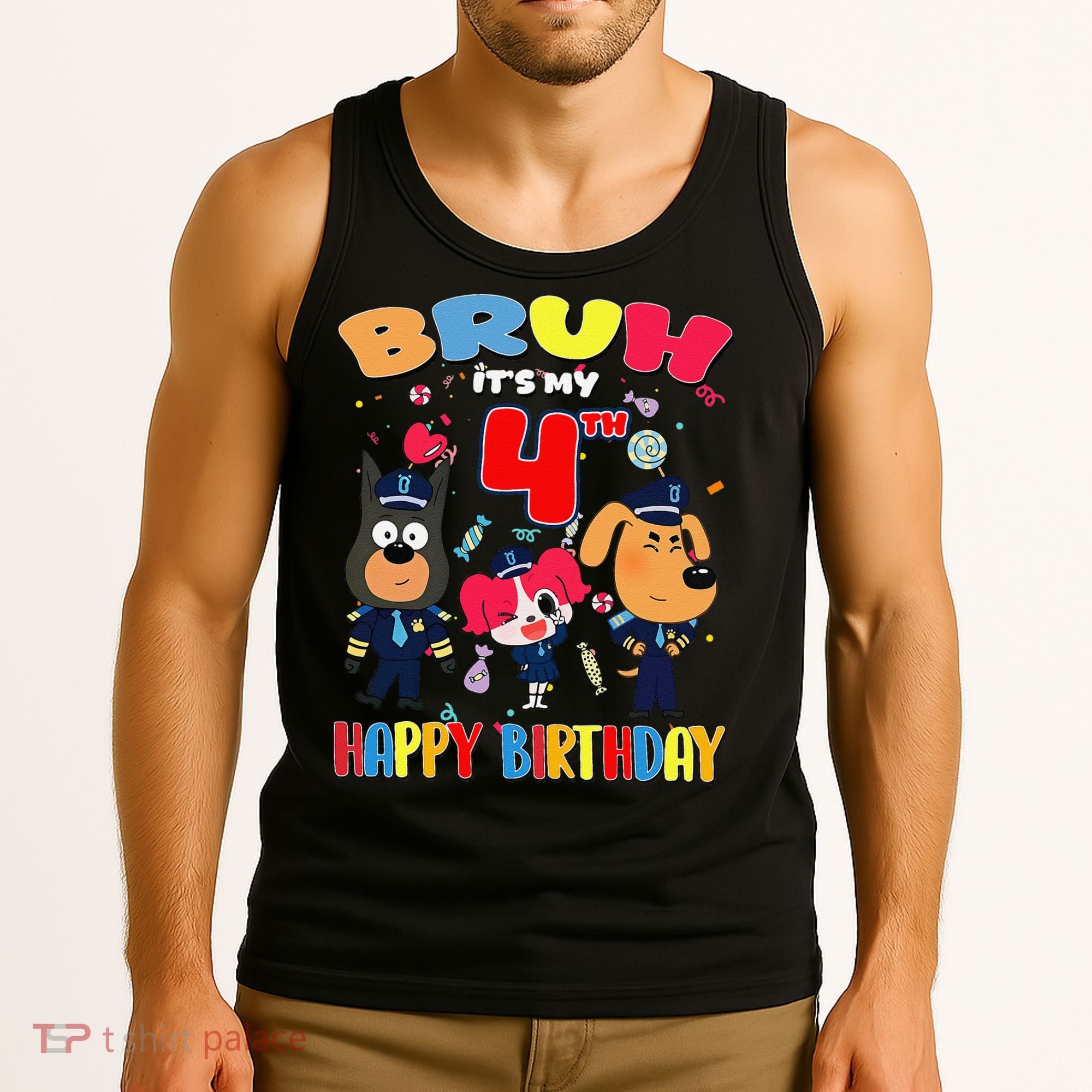 Bruh Its My 4th Birthday Sheriff Party Gift for Tank Top