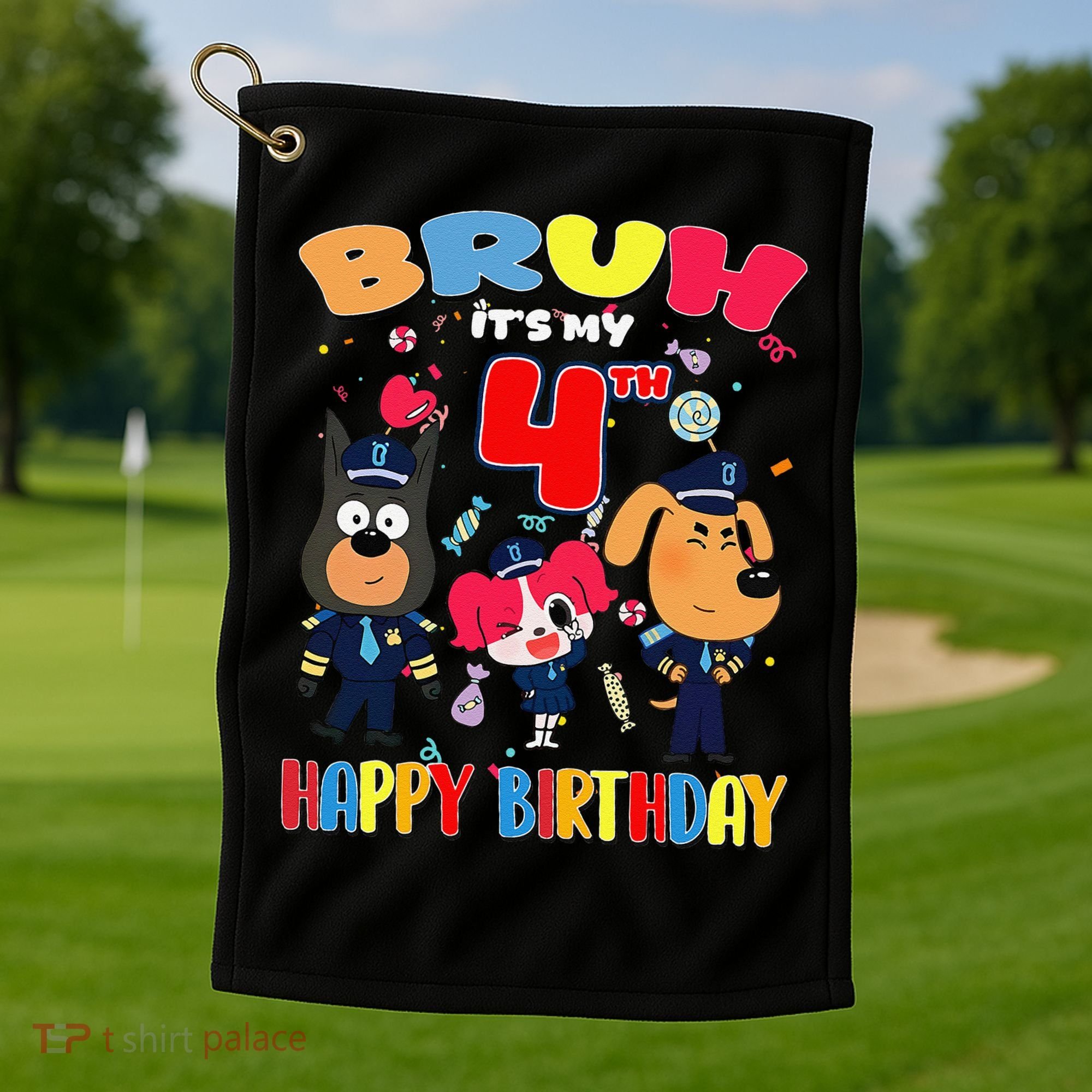 Bruh Its My 4th Birthday Sheriff Party Gift for Golf Towel