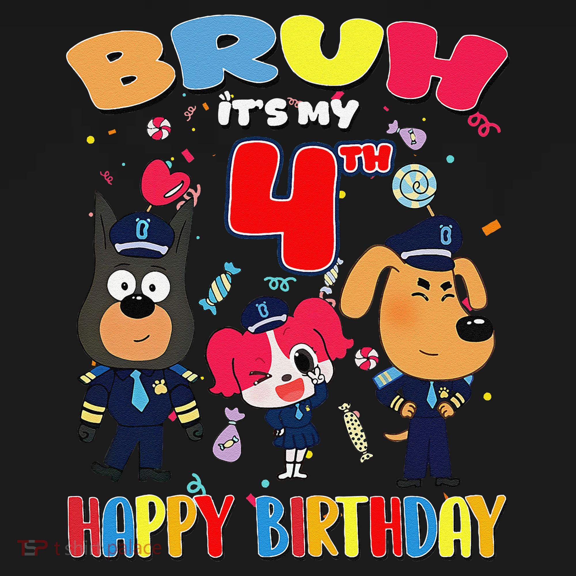 Bruh Its My 4th Birthday Sheriff Party Gift for Toddler T-Shirt