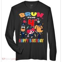 Bruh Its My 4th Birthday Sheriff Party Gift for Zone Performance Long-Sleeve T-Shirt thumb 0