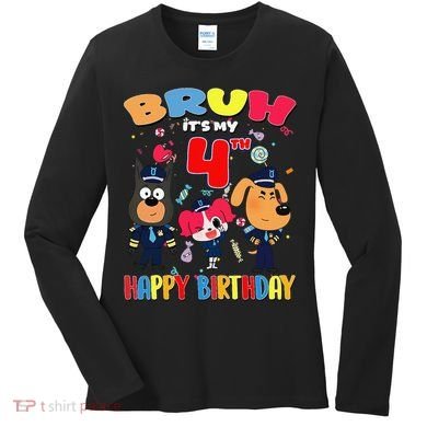 Bruh Its My 4th Birthday Sheriff Party Gift for Women's Long Sleeve Shirt