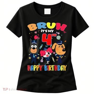 Bruh Its My 4th Birthday Sheriff Party Gift for Women's T-Shirt