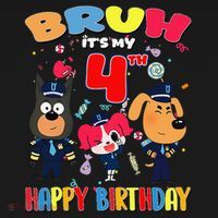Bruh Its My 4th Birthday Sheriff Party Gift for Kids Sweatshirt thumb 2