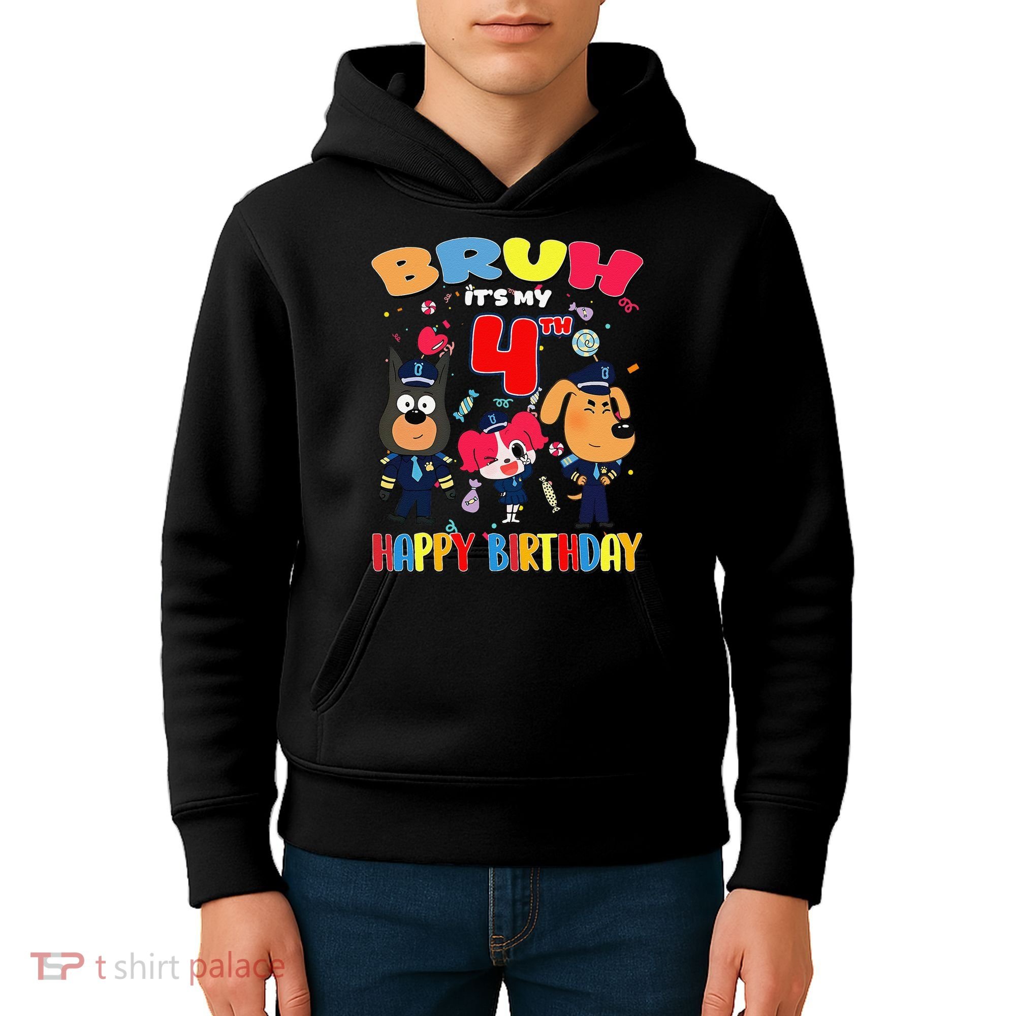 Bruh Its My 4th Birthday Sheriff Party Gift for Kids Hoodie
