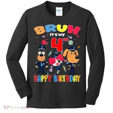 Bruh Its My 4th Birthday Sheriff Party Gift for Kids Long Sleeve Shirt