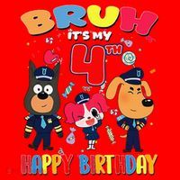 Bruh Its My 4th Birthday Sheriff Party Gift for Santa Hat thumb 1