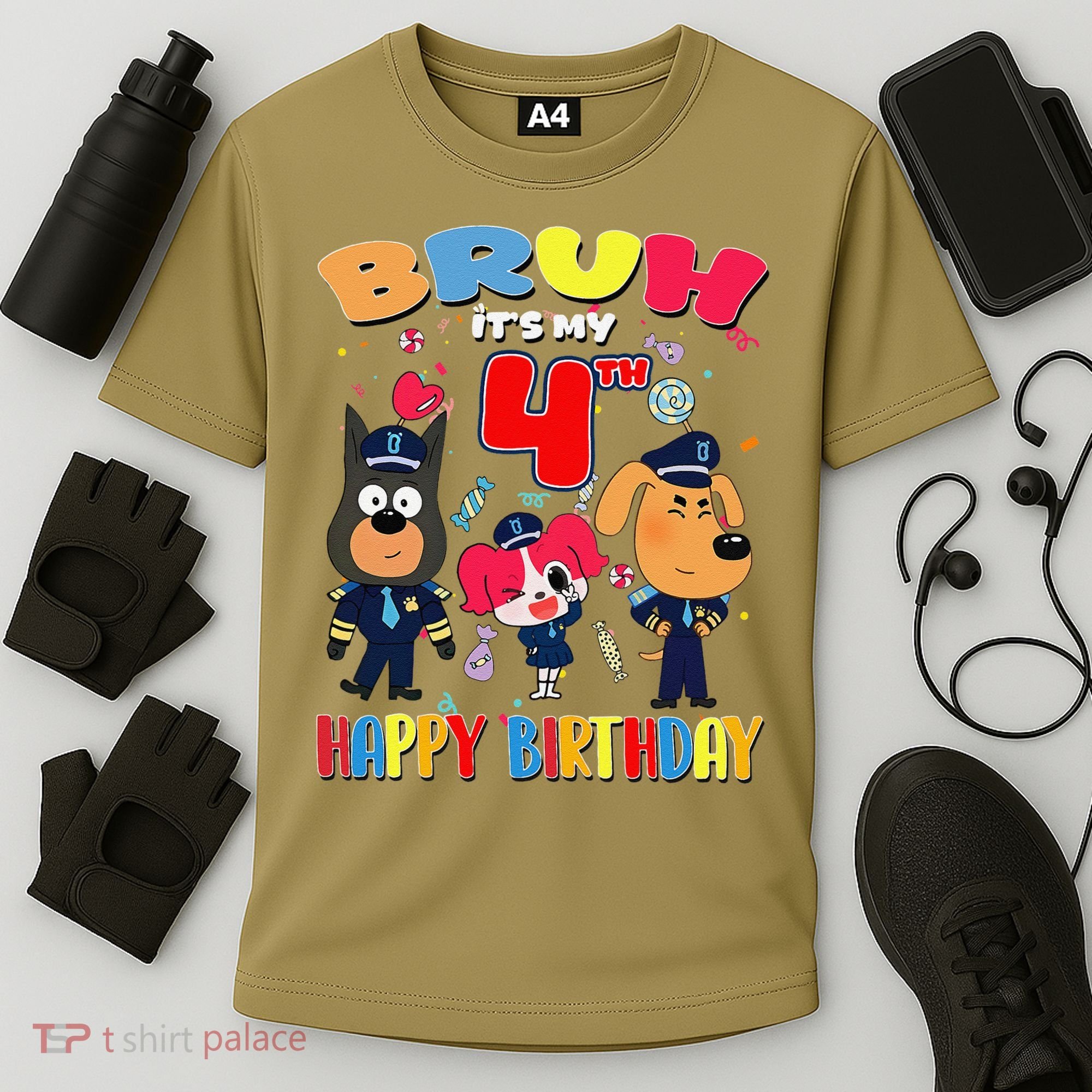 Bruh Its My 4th Birthday Sheriff Party Gift for Cooling Performance Crew T-Shirt