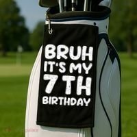 Bruh ItS My 7th Birthday 7 Year Old Birthday Golf Towel thumb 2