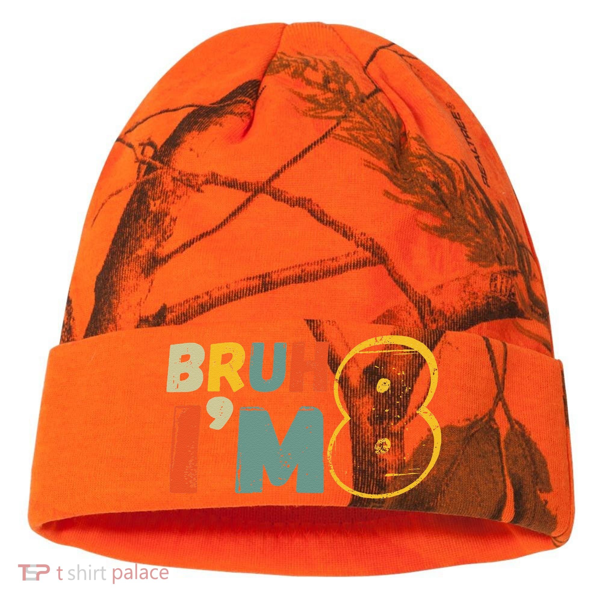 Bruh ItS My 8th Birthday IM 8 Year Old Birthday Gift Kati Licensed 12" Camo Cuffed Beanie