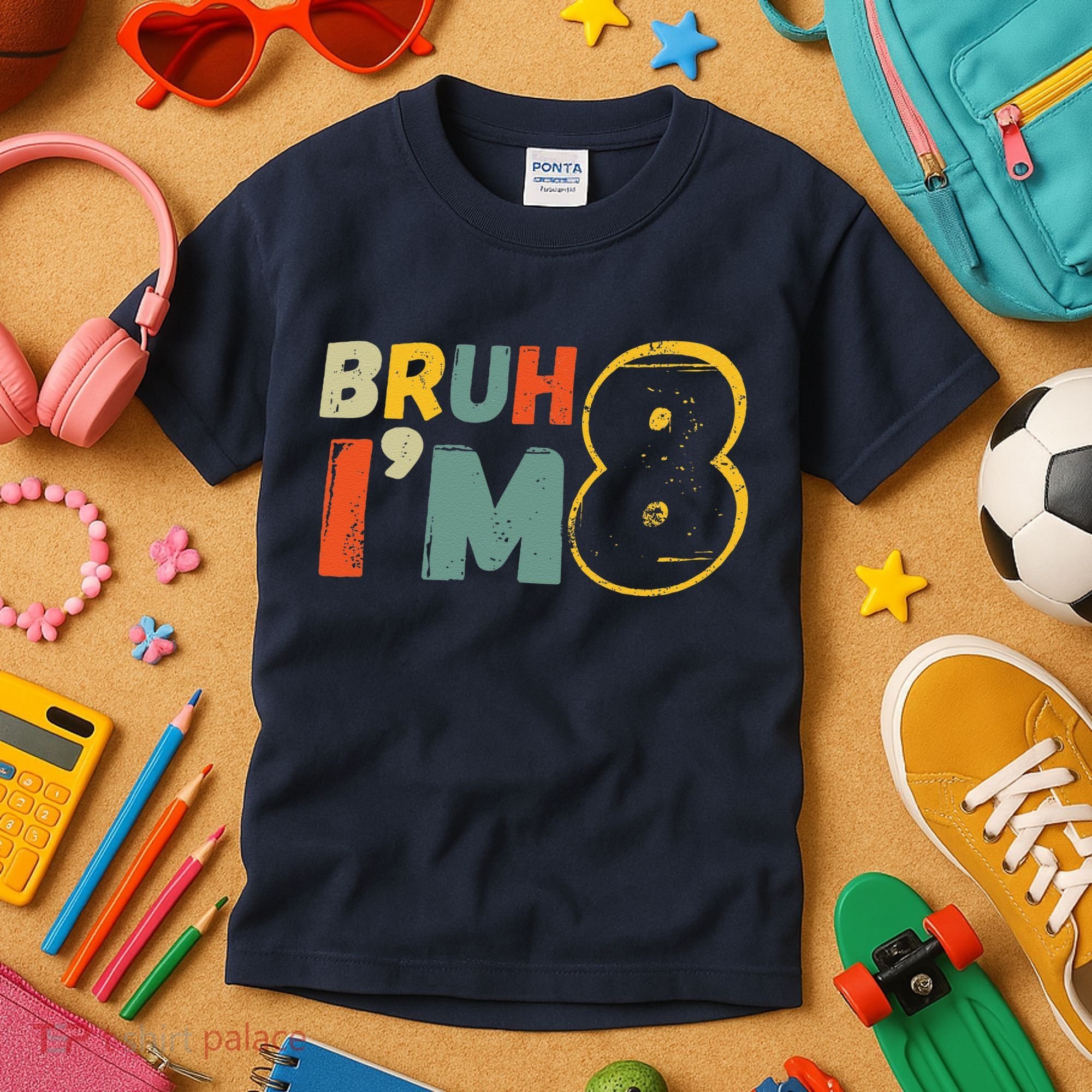 Bruh ItS My 8th Birthday IM 8 Year Old Birthday Gift Kids T-Shirt