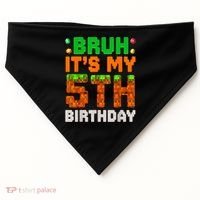 Bruh It'S My 5th Birthday 5 Year Old Birthday Boy Pixel Game USA-Made Doggie Bandana thumb 0