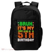 Bruh It'S My 5th Birthday 5 Year Old Birthday Boy Pixel Game Backpack thumb 0
