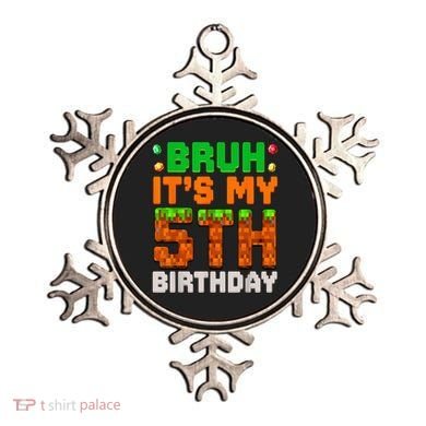 Bruh It'S My 5th Birthday 5 Year Old Birthday Boy Pixel Game Ornament
