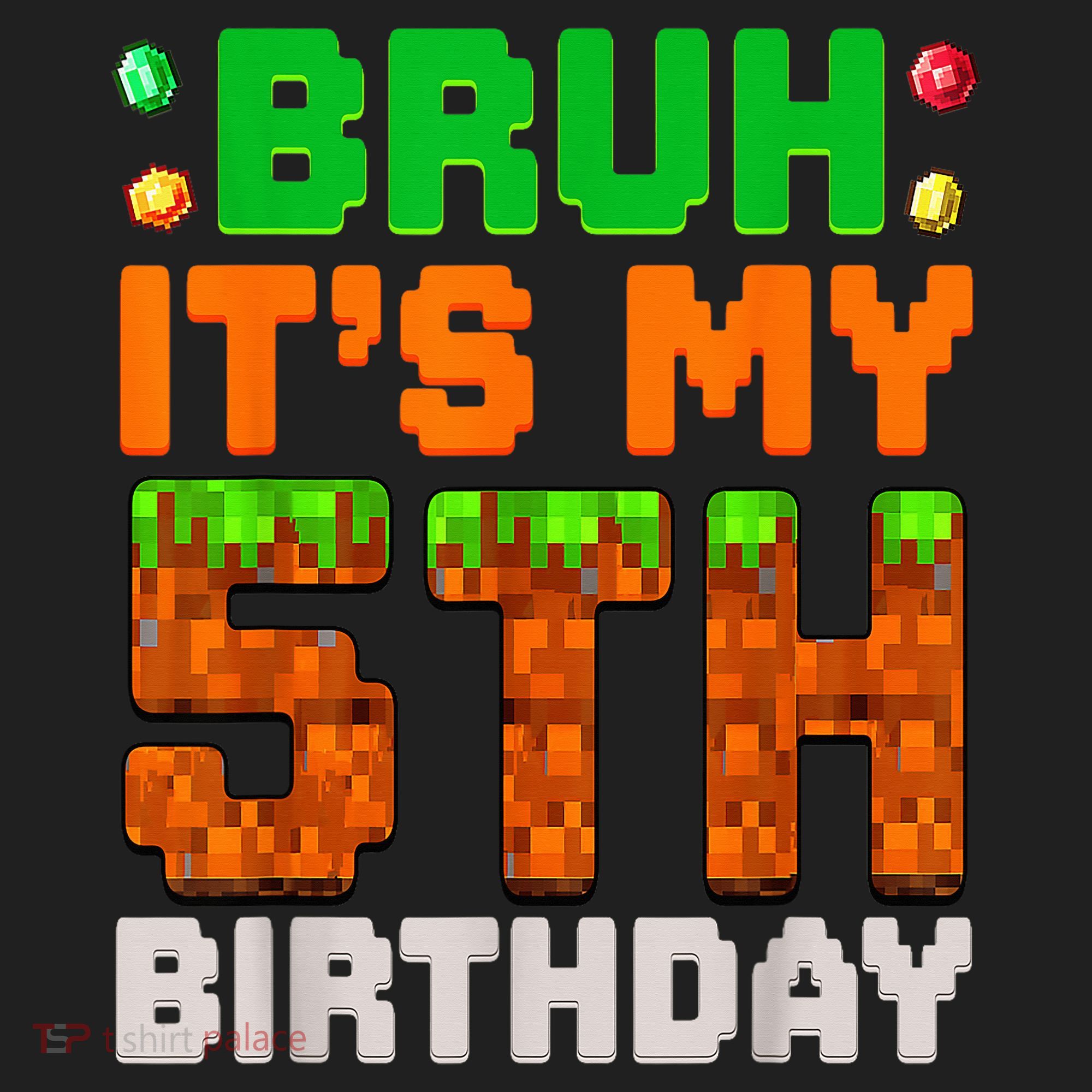 Bruh It'S My 5th Birthday 5 Year Old Birthday Boy Pixel Game Golf Towel