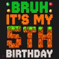 Bruh It'S My 5th Birthday 5 Year Old Birthday Boy Pixel Game Tote Bag thumb 4