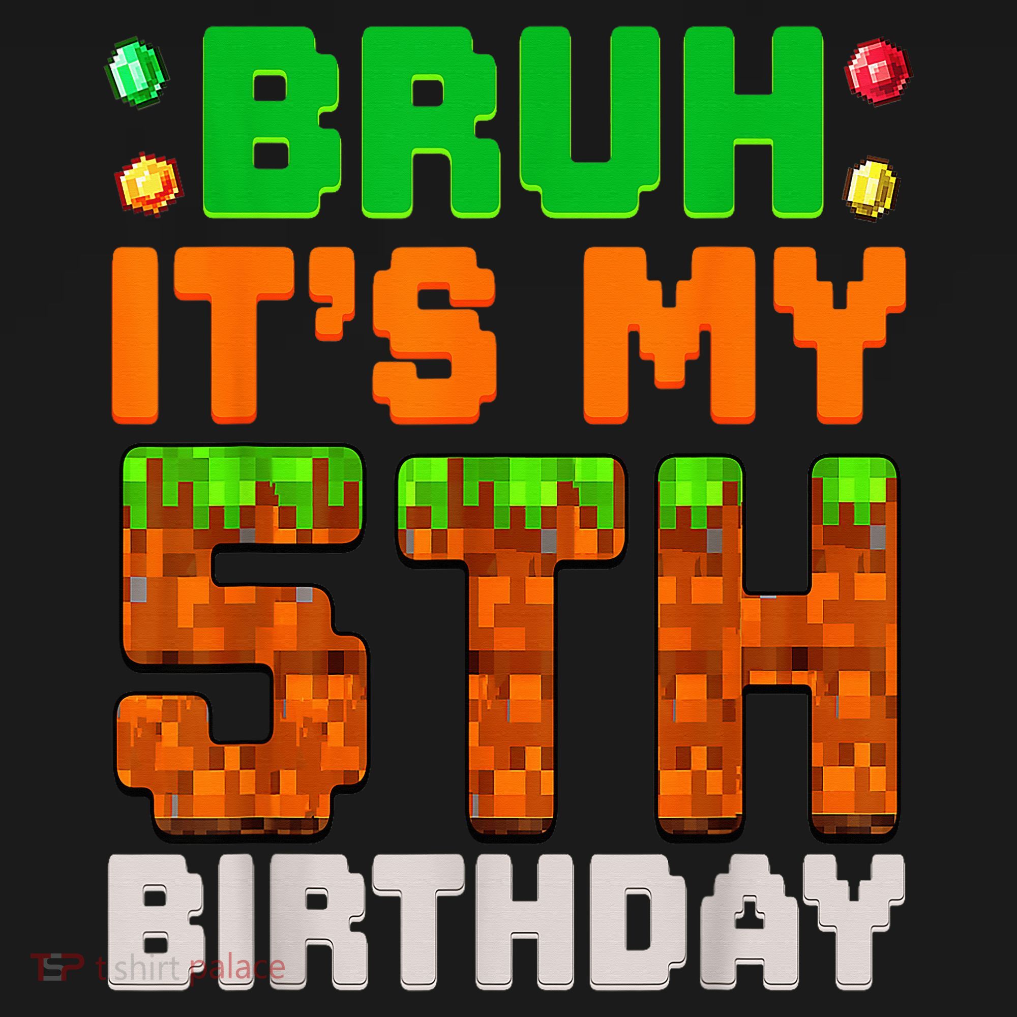 Bruh It'S My 5th Birthday 5 Year Old Birthday Boy Pixel Game Tote Bag