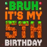 Bruh It'S My 5th Birthday 5 Year Old Birthday Boy Pixel Game Mousepad thumb 1