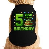 Bruh It'S My 5th Birthday Boy Gamer Pixel 5 Year Old Doggie Tank thumb 0