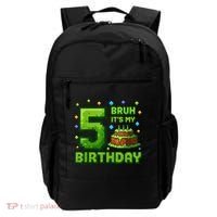 Bruh It'S My 5th Birthday Boy Gamer Pixel 5 Year Old Backpack thumb 0