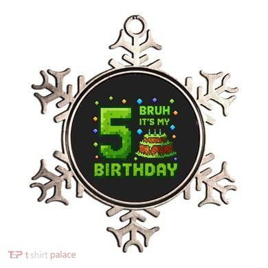 Bruh It'S My 5th Birthday Boy Gamer Pixel 5 Year Old Ornament
