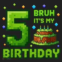 Bruh It'S My 5th Birthday Boy Gamer Pixel 5 Year Old Golf Towel thumb 3