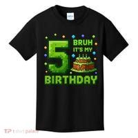 Bruh It'S My 5th Birthday Boy Gamer Pixel 5 Year Old Kids T-Shirt thumb 0