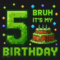 Bruh It'S My 5th Birthday Boy Gamer Pixel 5 Year Old Kids T-Shirt thumb 4